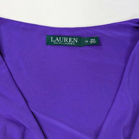 Lauren Ralph Lauren Wmns 12 Purple V-Neck Stretch Sleeveless Cocktail Dress - Picture 8 of 9